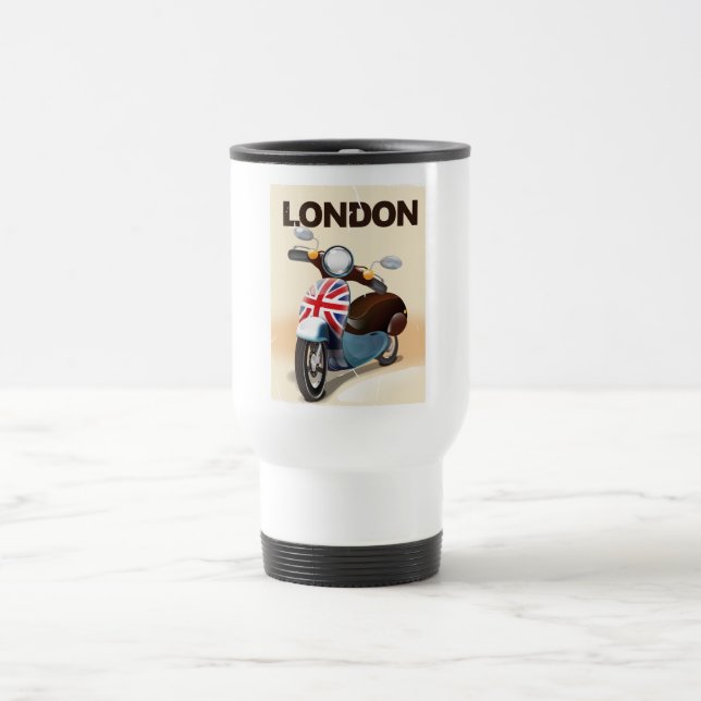 Biljetten "The London vintage scooter Union jack". Resemugg (Center)