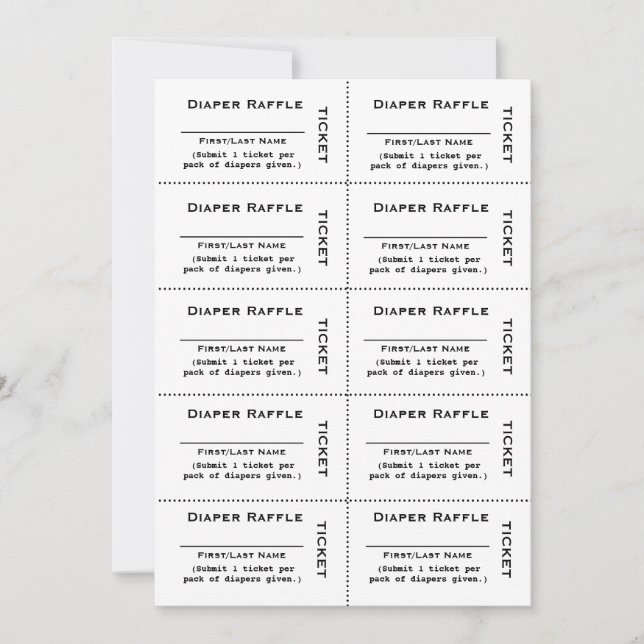 Biljetter för blöjlotteri  Enkel Inbjudningar (Framsida)