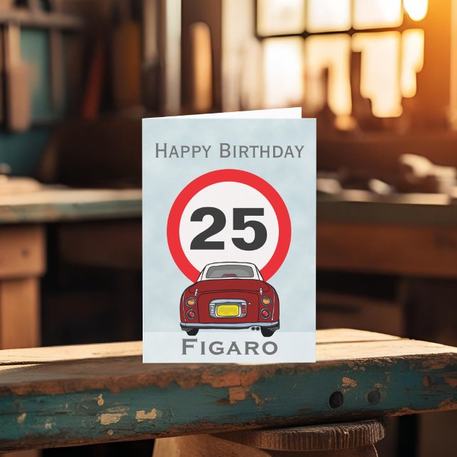 Biljetter Röda Figaro-bilkort för födelsedagskort Kort (Happy birthday to your car! (or send it to your figaro loving friends))