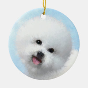 Biljon Frise Painting - Cute Original Hund Art Julgransprydnad Keramik