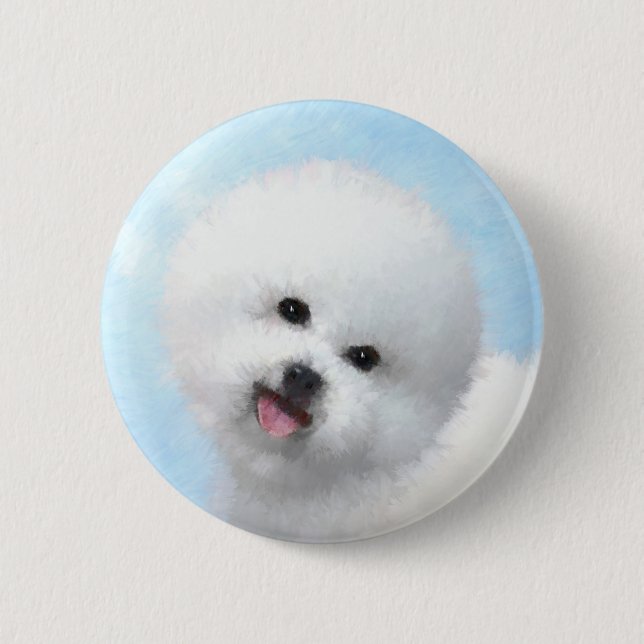 Biljon Frise Painting - Cute Original Hund Art Knapp (Framsida)
