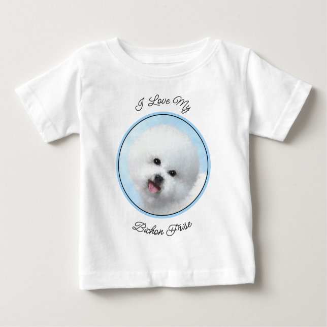 Biljon Frise Painting - Cute Original Hund Art T Shirt (Framsida)
