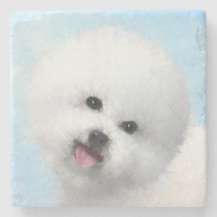 Biljon Frise Painting - Cute Original Hund Art Underlägg Sten