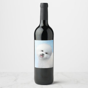 Biljon Frise Painting - Cute Original Hund Art Vinflaska Etikett