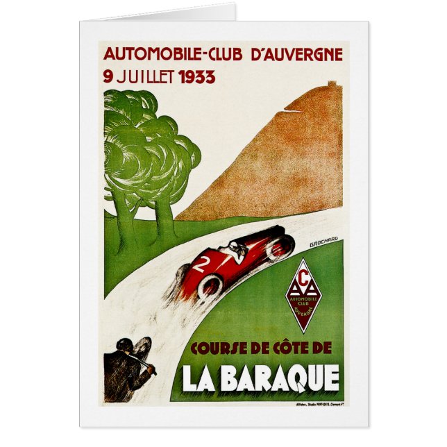 Bilklubb D'Auvergne 1933 Hälsningskort (Framsidan)
