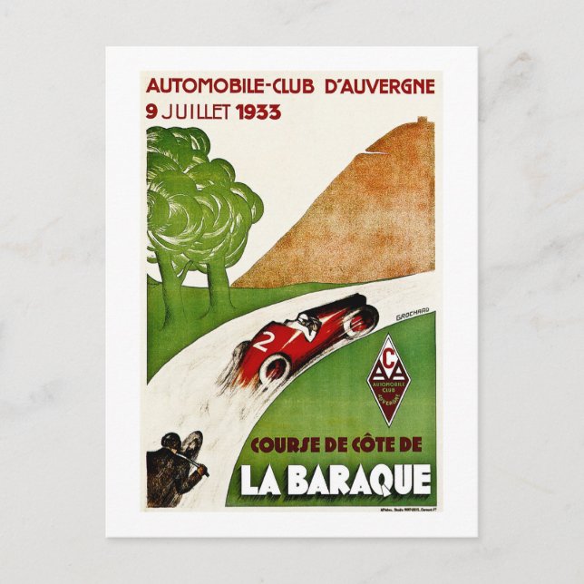 Bilklubb D'Auvergne 1933 Vykort (Framsida)