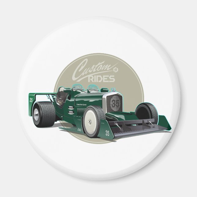 Bilkoncept för anpassningsbar retro tävling magnet (Framsidan)