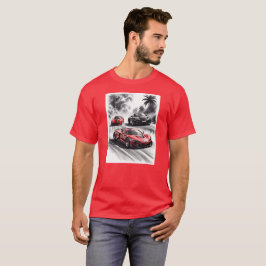 Bilkonkurrens, svart vit bakgrund t shirt