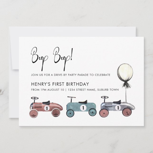 Bilkörning efter födelsedagsdagen Parad karantän 1 Inbjudningar (Framsida)
