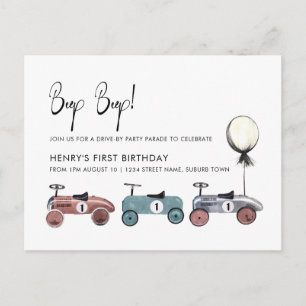 Bilkörning per karantän 1:a födelsedag Parad Party Vykort