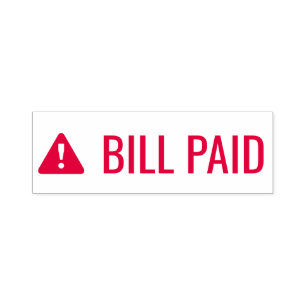 "BILL BETALAT" och varningsikonen Rubber Frimärke Självfärgande Stämpel