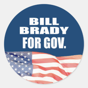 BILL BRADY FOR GOVERNOR RUNT KLISTERMÄRKE