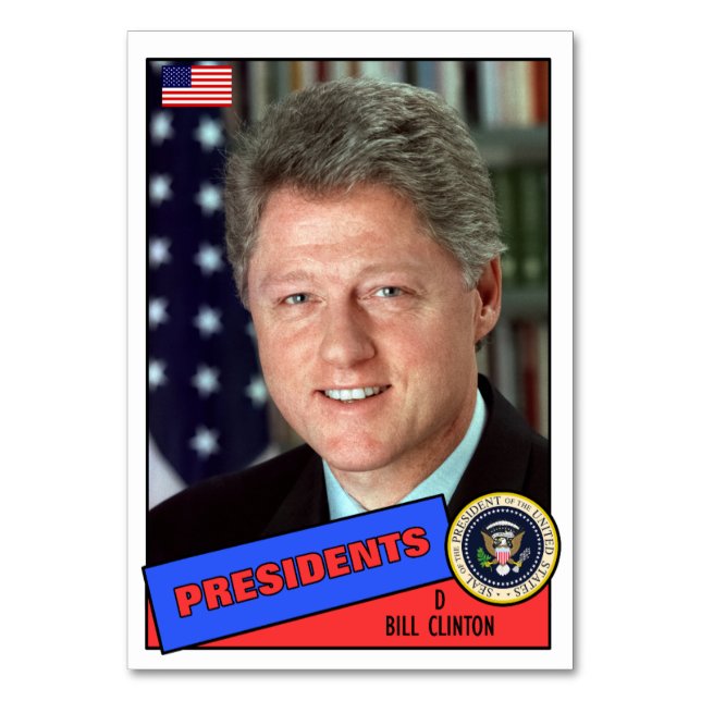 Bill Clinton Baseball Card Bordsnummer (Framsidan)