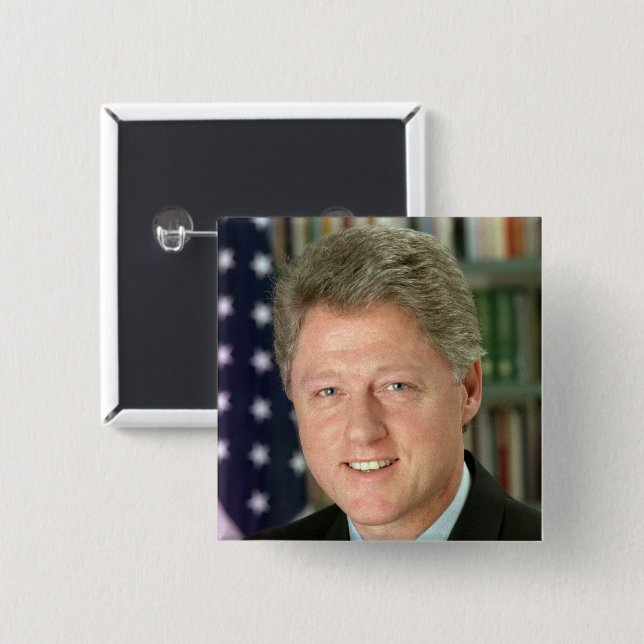 Bill Clinton demokratisk president Vita huset Knapp (Framsida & baksida)