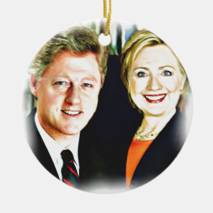 Bill Clinton och Hillary Clinton Julgransprydnad Keramik
