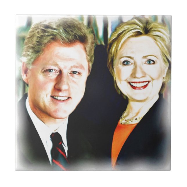 Bill Clinton och Hillary Clinton Kakelplatta (Framsidan)