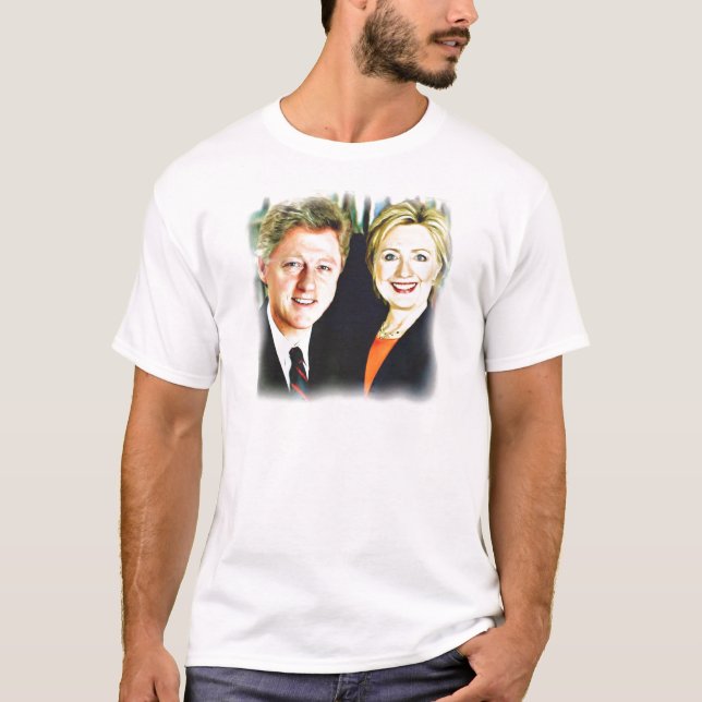 Bill Clinton och Hillary Clinton T Shirt (Framsida)