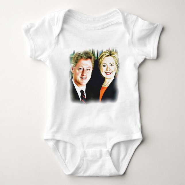 Bill Clinton och Hillary Clinton Tee Shirt (Framsida)