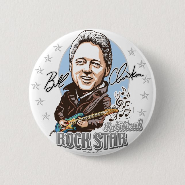Bill Clinton politiska Rockstar! Knäppas Knapp (Framsida)