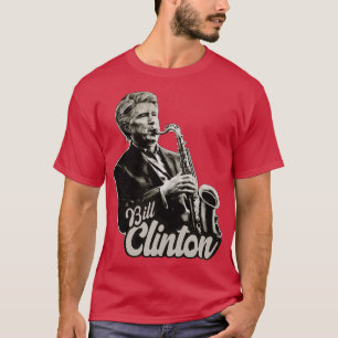 Bill Clinton Saxophone 90s Original Fläkt Art T Shirt