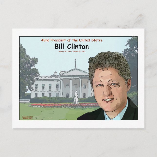 Bill Clinton Tecknad Vykort (Framsida)
