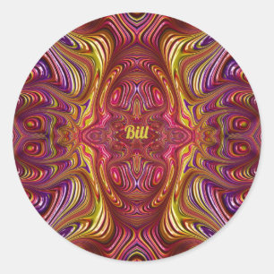 BILL ~ Flerfärgad ramdesign ~ Runt Klistermärke