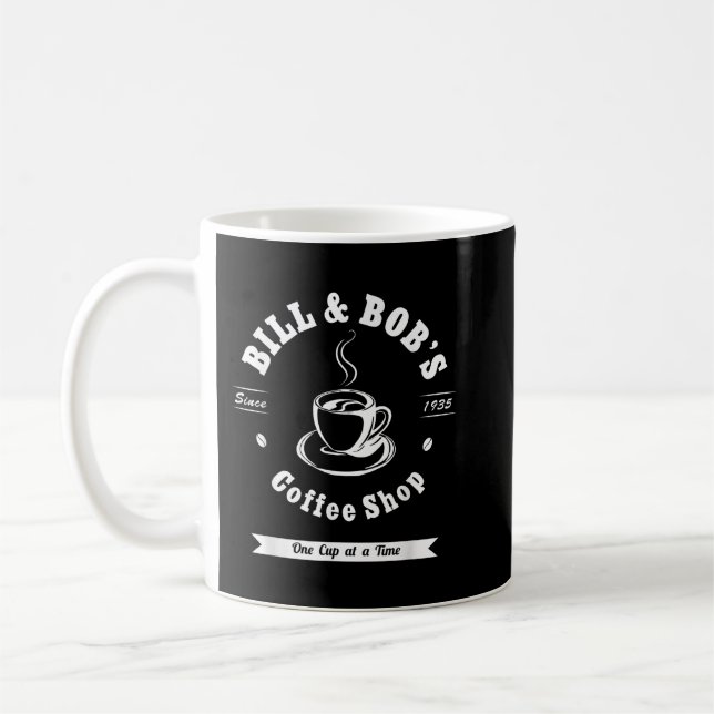 Bill och Bob's Coffee Shop AA Recovery Gift Kaffemugg (Vänster)