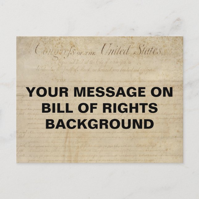 Bill of Rights Customizable Template Postcard Vykort (Framsida)