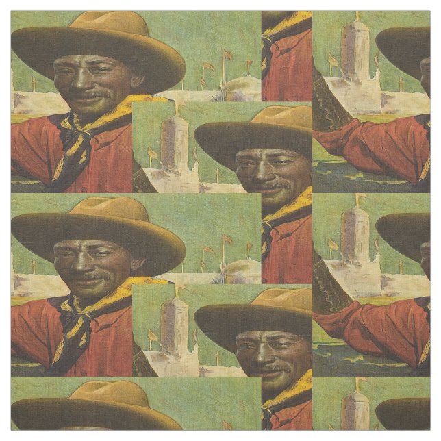 Bill Pickett Black Cowboy Steer Wrestler Fabric Tyg (Provkarta)