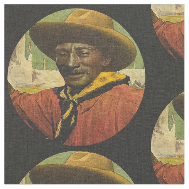 Bill Pickett Black CowboyFabric Tyg (Närbild)