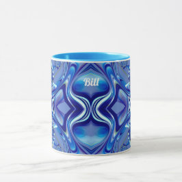 BILL ~ Zany 3D Fractal ~ Shades Blue Mugg