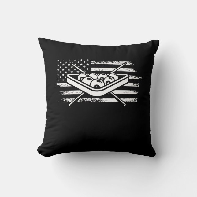 Billard 8 Boll Sport American Flagga Kudde (Framsida)