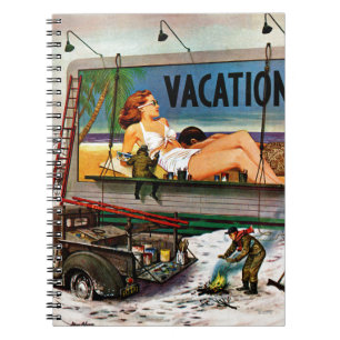 Billboard Painters in Winter by Stevan Dohanos Anteckningsbok Med Spiral