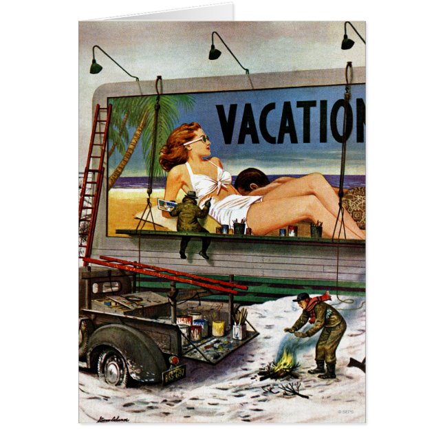 Billboard Painters in Winter by Stevan Dohanos Hälsningskort (Framsidan)