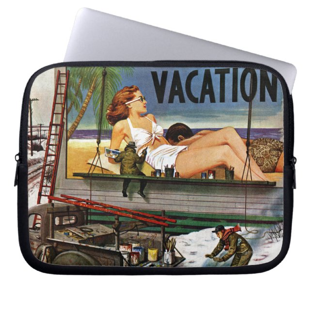 Billboard Painters in Winter by Stevan Dohanos Laptop Sleeve (Framsidan)