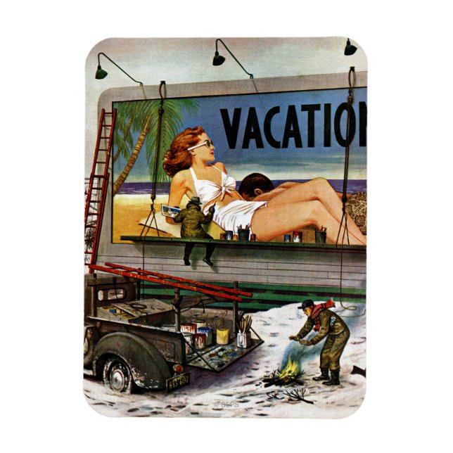 Billboard Painters in Winter by Stevan Dohanos Magnet (Vertikal)