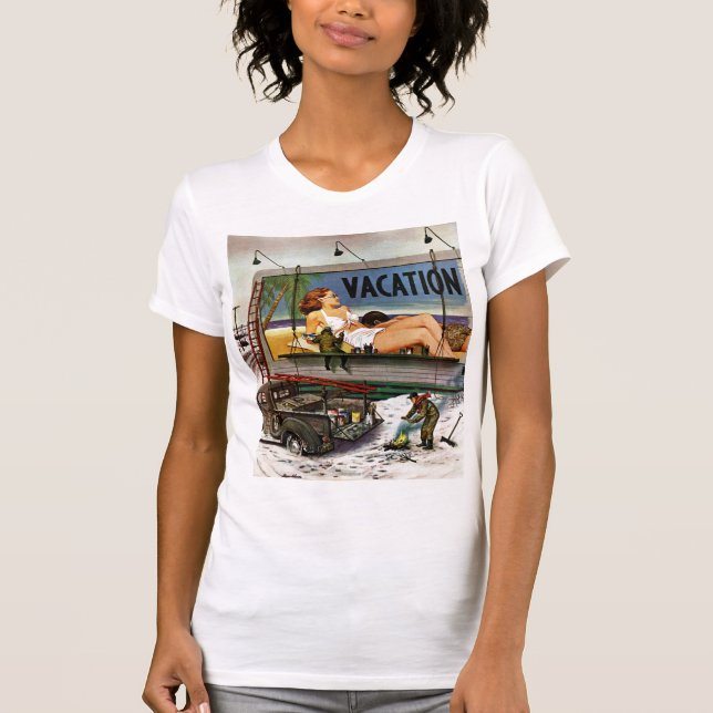 Billboard Painters in Winter by Stevan Dohanos T-shirt (Framsida)