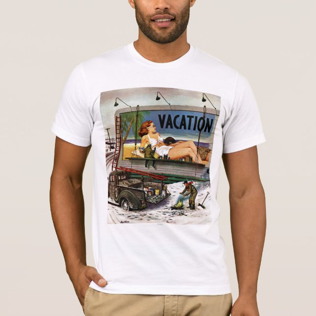 Billboard Painters in Winter by Stevan Dohanos Tee Shirt (Framsida)