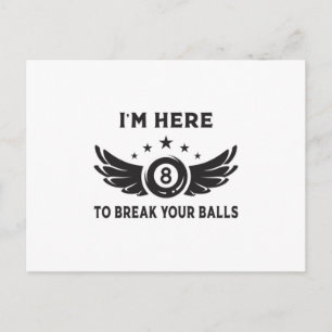 Billiard 8 Boll Snooker Billiards Funny Gift Idea Vykort