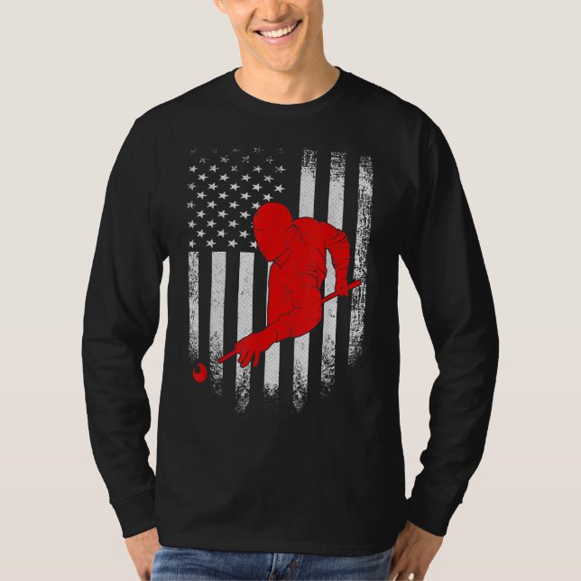 Billiard Älskare| American Flagga Billiards Gift T Shirt (Framsida)