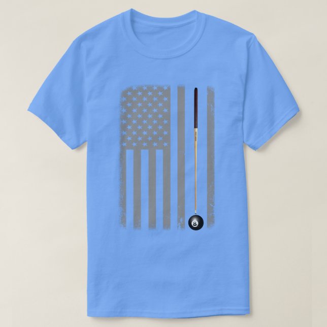 Billiard American Flagga åtta Boll Stick T Shirt (Design framsida)