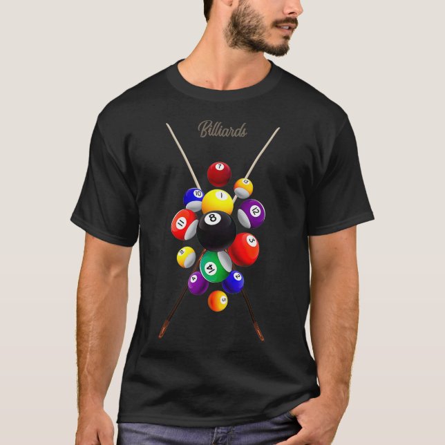 Billiard Bassäng Billiards T Shirt (Framsida)