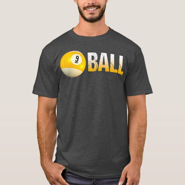 Billiard Bassäng Boll 9Boll för team och ligor T Shirt (Framsida)