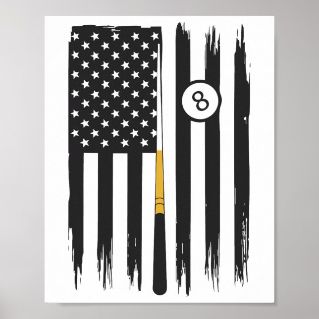 Billiard Bassäng Player Billiards Bord USA Americ Poster (Framsidan)