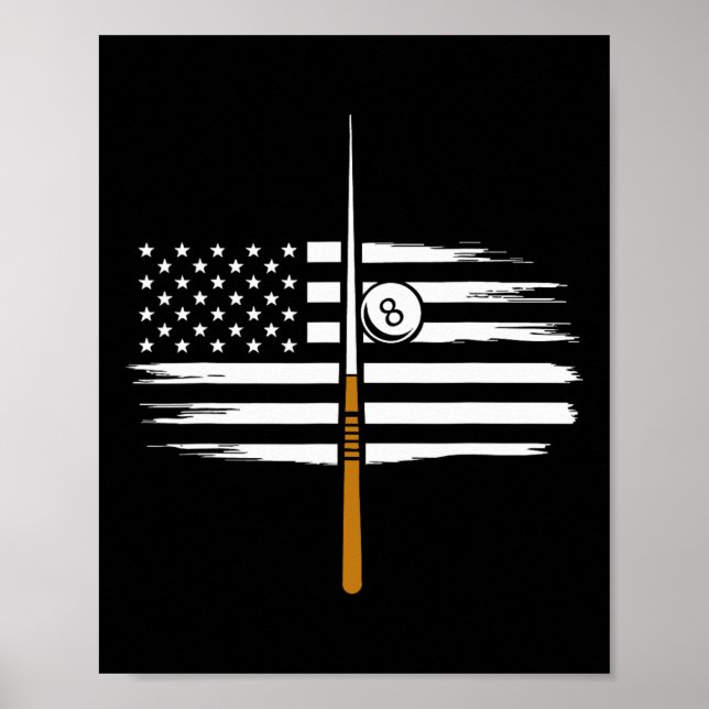 Billiard Bassäng Player Billiards Bord USA Americ Poster (Framsidan)