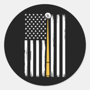 Billiard Bassäng Player Billiards Bord USA Americ Runt Klistermärke