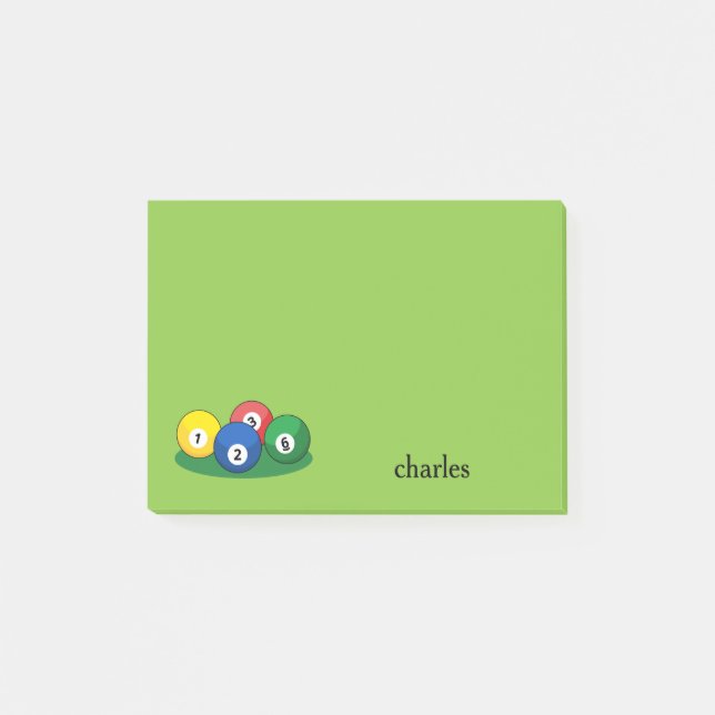 Billiard Bassäng Snooker Bollar personalize Post-it Block (Framsida)