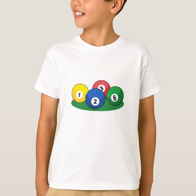 Billiard Bassäng Snooker Bollar T Shirt (Framsida)