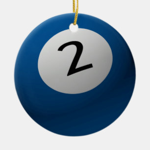 BILLIARD-/BASSÄNGBOLLJULPRYDNAD 2 (TVÅ) JULGRANSPRYDNAD KERAMIK