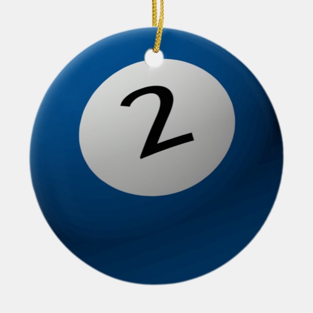 BILLIARD-/BASSÄNGBOLLJULPRYDNAD 2 (TVÅ) JULGRANSPRYDNAD KERAMIK (Framsidan)